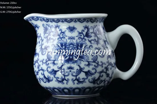 Chrysanthemum Flower Blue & White Porcelian Pitcher, 210cc/pitcher