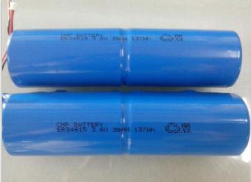 High capacity battery pack 2ER34615 3.6V 38Ah with connectors