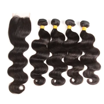 Free Sample 10 Inch Brazilian Body  Wave Hair Bundles With Closure,raw unprocessed wholesale 100 virgin Brazilian hair Bundles