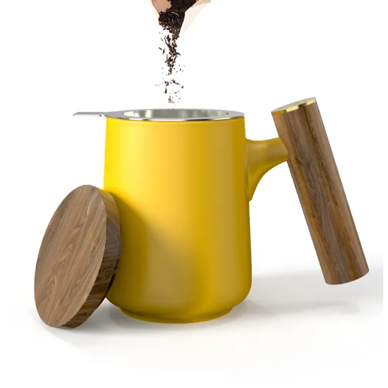 DHPO Ceramic Bubble Milk Tea Cup Set with Lid and Tea Infuser