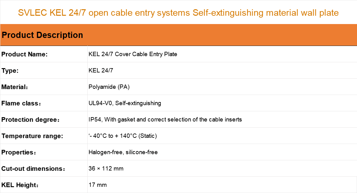 KEL 24 Cable Entry Plate