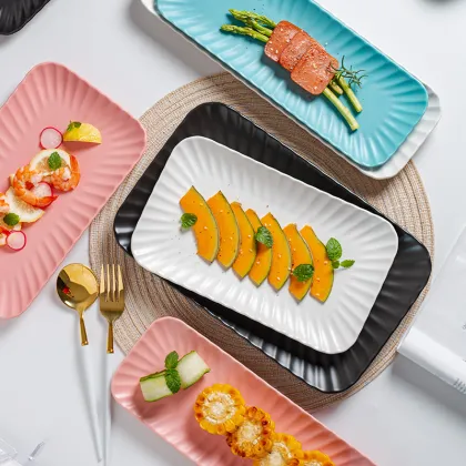Nordic Rectangular Ceramic Sushi Plate Set