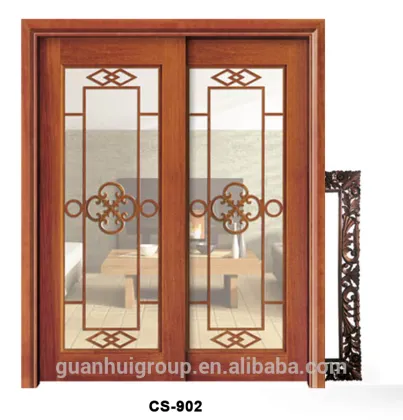 Entry Doors wooden frame frosted glass for door