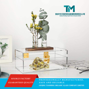 Baú de armazenamento acrílico luxuoso com fechadura decorativa dourada