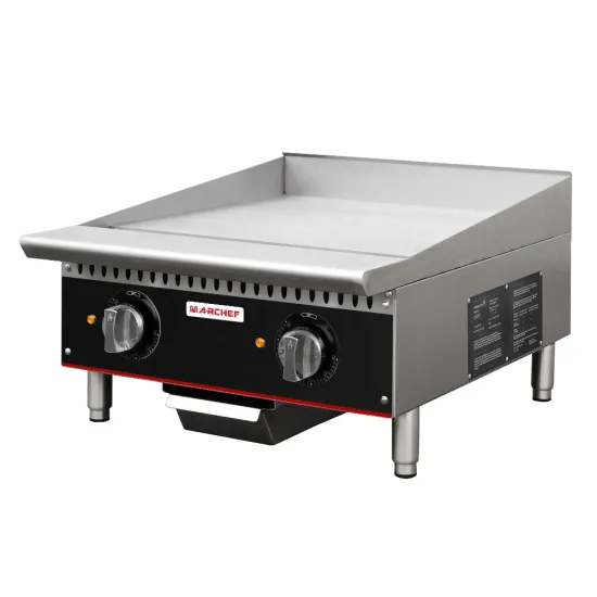 Professional 2 Burner 24" American Style Gas Cooktop Commercial Burger Griddle