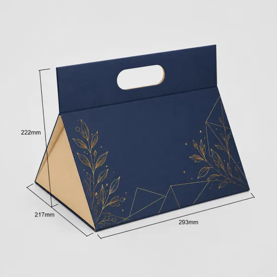 Custom Foldable Magnetic Triangle Gift Box with Handle
