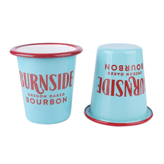 Four Colors Enamel Cone Cup Enamel Coated Cup Wide-Mouth Cup for Drinking Coffee Cup
