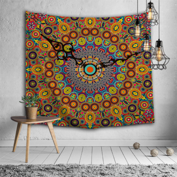 Bohemian Tapestry Mandala Wall Hanging Indian Boho Pointer Hippie Yellow Wall Tapestry for Livingroom Bedroom Home Dorm Decor