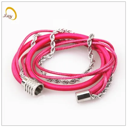 Fashion Red Leather Bracelet For Women Multilayer Woven Hand Rope