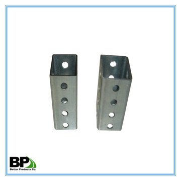 7/16" on 1"center on all four sides square sign posts