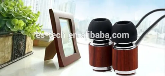 Classic Wood Wired earphones, stereo earbuds for cell phone