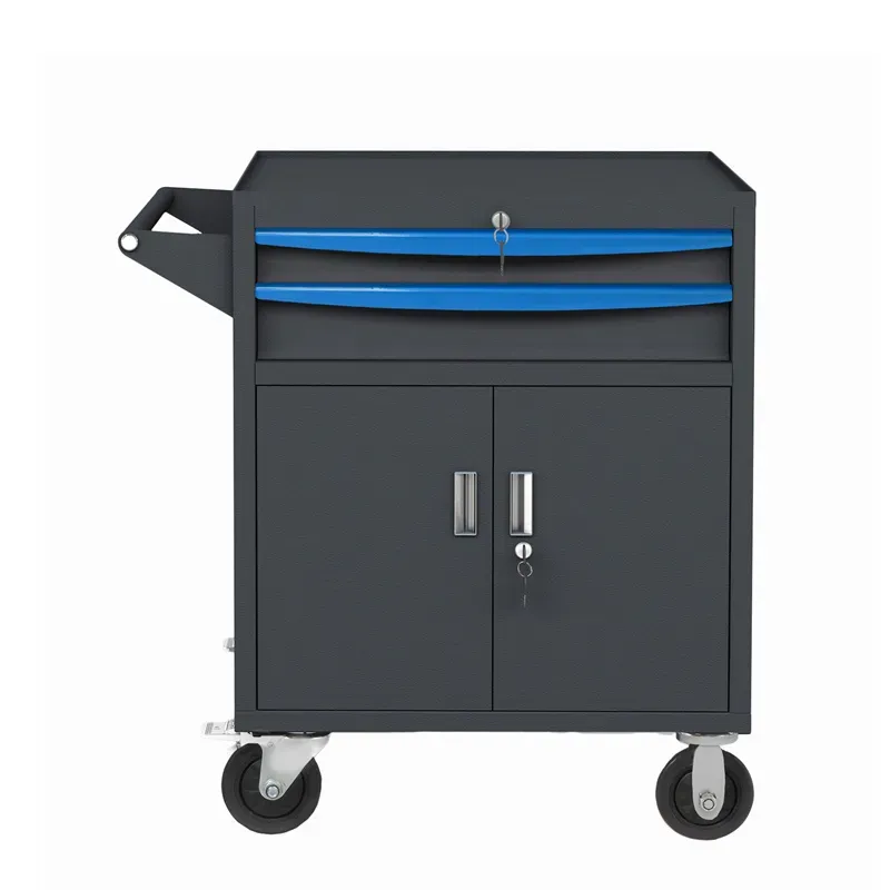 Black Metal Tool Trolley with Drawers