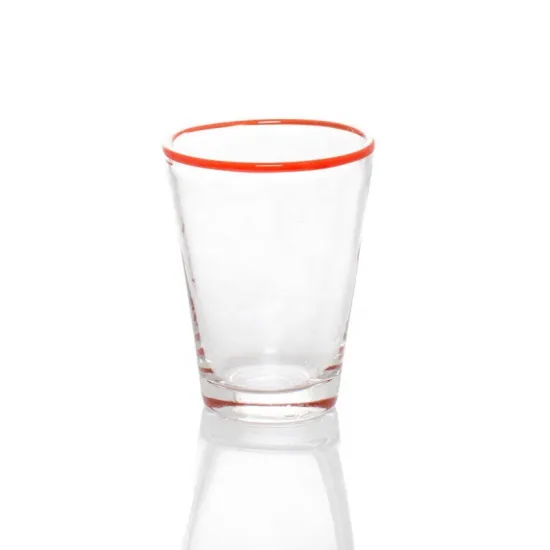 milk glasses with colorful rim stripe for home