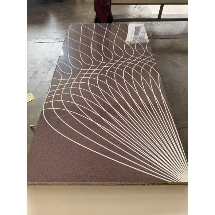 แผ่นหินอ่อน UV เคลือบเงาสูงการออกแบบตกแต่งภายในที่ทันสมัย