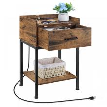 2 Tiers End Table with Charging Station