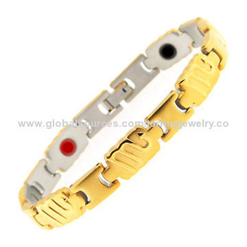 Fashionable Gold-plated Ion Power Bracelet, High-polish Jewelry for Women, Made from Stainless Steel