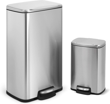 Rectangular Stainless Steel Trash Can Combo