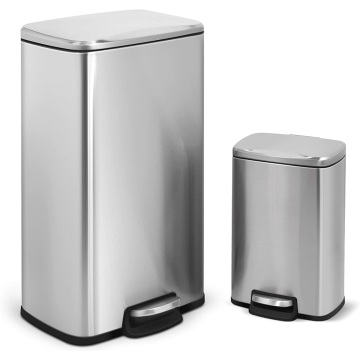 Rectangular Stainless Steel Trash Can Combo