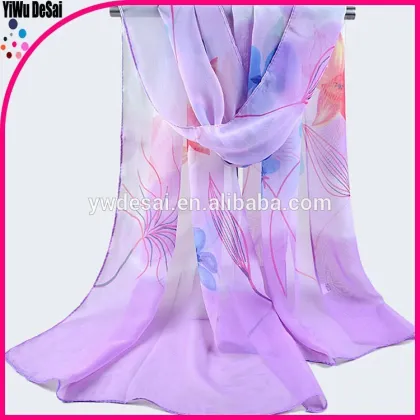 Flower printed chiffon fabric fashion chiffon fabric cheap shawl