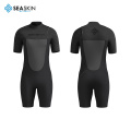 Seaskin Erkek Siyah Kısa Kollu Zipper Shorty Wetsuit