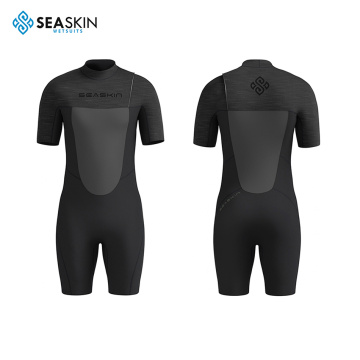 Seaskin Mens Black Short Sleeve Zipperless Shorty Wetsuit