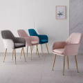 Meilleurs chaises de salle à manger en velours de salle à manger de luxe à vente chaude avec jambes dorées