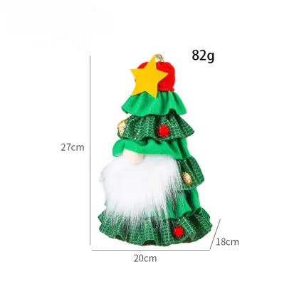 Christmas Skirt Tree: Unique Decorations Featuring a Green Tree, Faceless Old Man, Stars, and a Doll