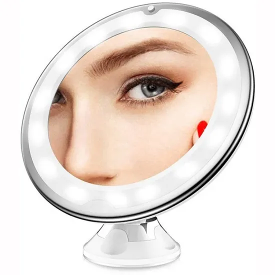 LED Illuminated Magnifying Suction Cup Vanity Mirror and Lamp