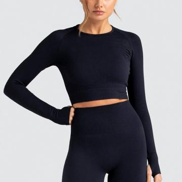 2021 conjunto de leggings de manga larga de yoga sin costuras para mujer