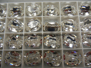 Oval Brooch Sew on Beads 20X15mm Crystal