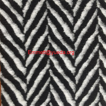 black white colour herringbone jacquard knit boiled wool fabric for overcoat