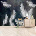 Custom Wallpaper 3D Blue Watercolor Background Wall White Feather Murals Living Room Bedroom Modern Abstract Art 3D Wall Papers