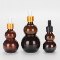 Gourd essential oil flat amber glass dropper bottles