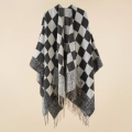 Ny mode Cape Tassel Tricot strikket sjal poncho