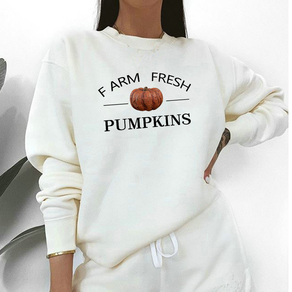 Farm Fresh Pumpkins Spring Autumn Hoodies Women Prairie Sweatshirt Hipster Loose Clothes High Quality Pullover American Apparel