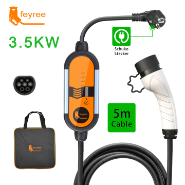 Feyree Portable 16A 3.5KW Fast EV Charger for Type1/Type2/GTB Electric Cars