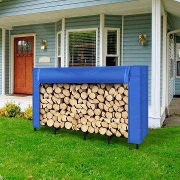 Blue Oxford Taber Cover Outdoor Firewood Rack