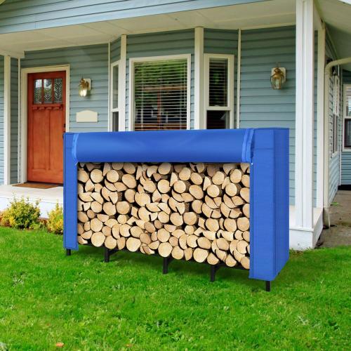 Blue Oxford Fabric Cover Outdoor Firewood Rack