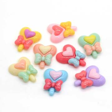 Fantaisie magique bonbon bâton coeur peint en forme de résine Cabochon pour artisanat fait à la main décor perles charmes Slime