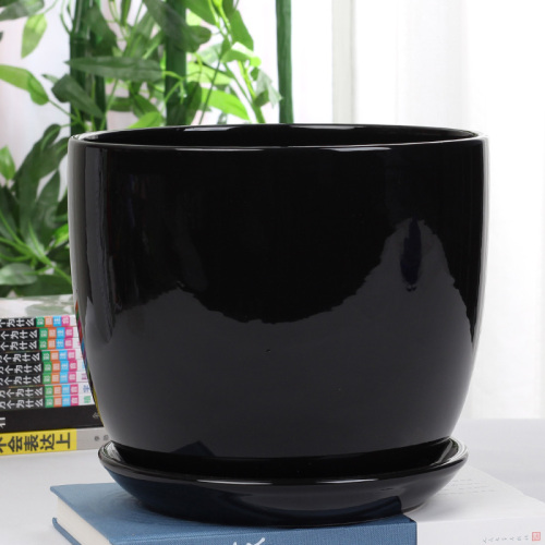 Eco Friendly Outdoor Black Ceramic Plant Pots