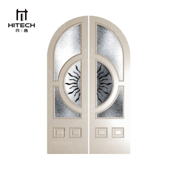 French Doors with Half Moon Glass and Wooden Frame