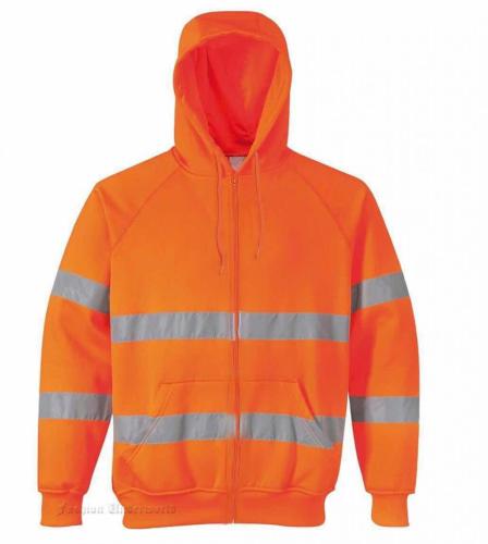 Hooded reflective orange sweatshirt with pocket