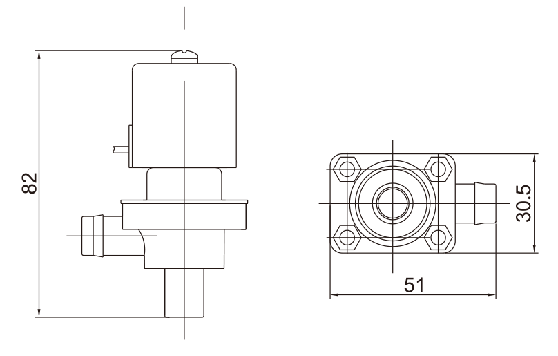 Right Angle Plastic Water Dispenser Valve dimension