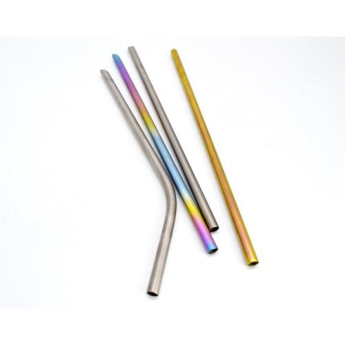 Custom Colorful Drinking Straight and Bent Titanium Straw