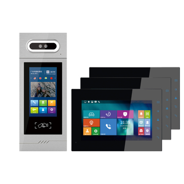 Smart Video Doorbell System with Rj-45 Interface, Face Recognition & Password Unlock for 3 Apartments