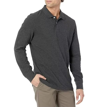 Customized High Quality Cotton Polyester Business Formal Long Sleeve Polo Shirt for Men