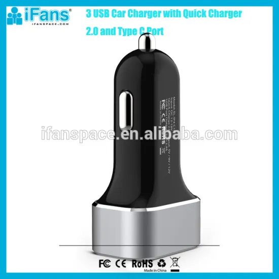 5.4A 12V Quick Charger QC 3.0 Car Charger 3 USB Car Travel Charger for Mobile Phones with USB C Port