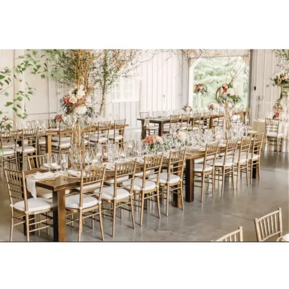 Long-Life Tiffany Chiavari Phoenix Golden Stainless Steel Chair for Weddings and Restaurants