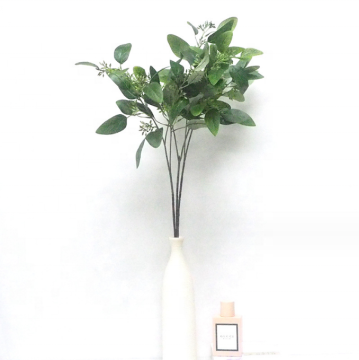 Green Seeded Artificial Eucalyptus Leaves for Sale in Factory 3 Branches