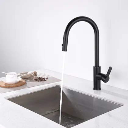 Black Vessel Sink Pull Down Sink Mixer